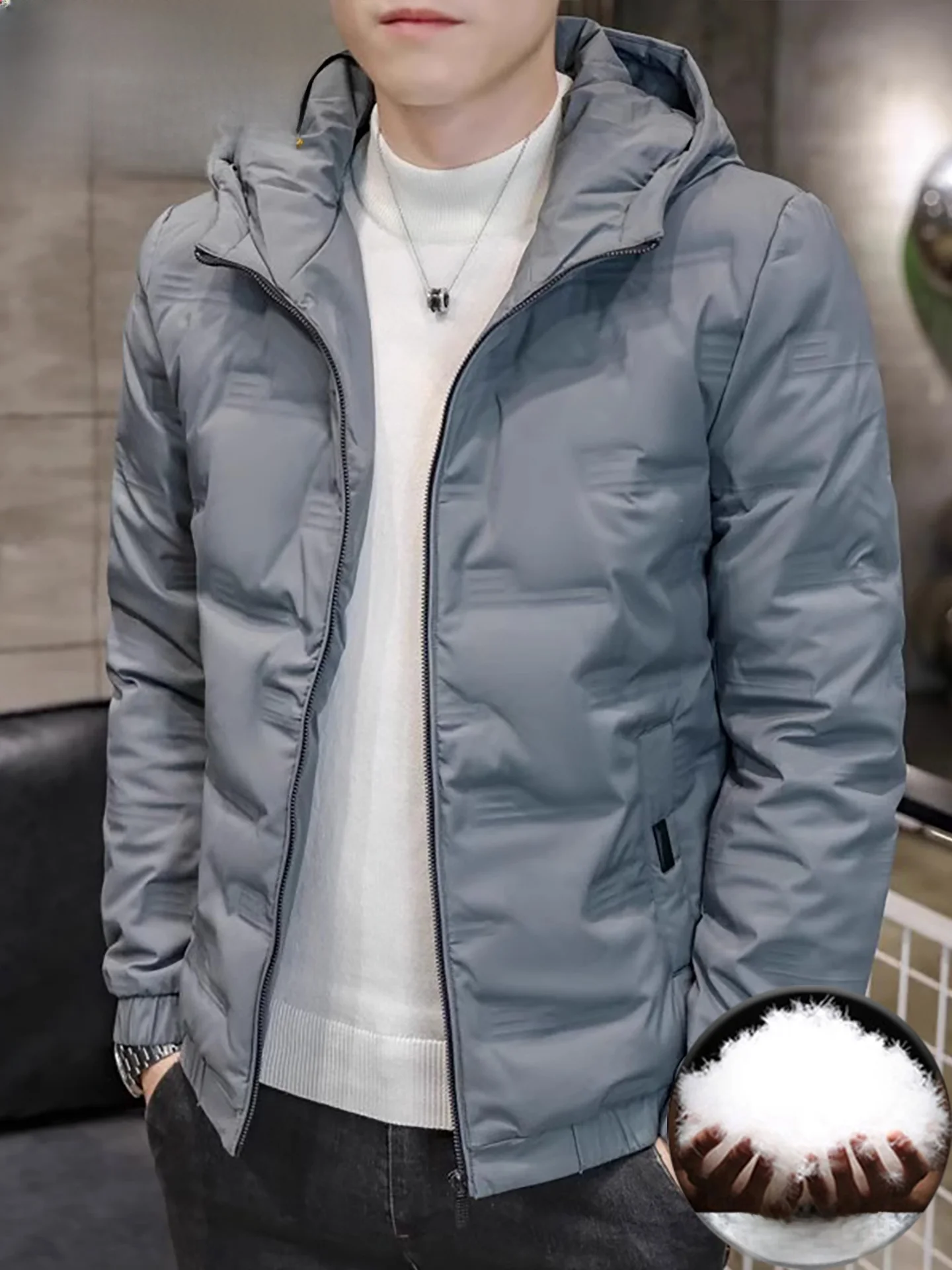 

Мужская зимняя легкая пуховая куртка с капюшоном, утепленная, на хлопковом наполнителе, повседневная, из полиэфирного волокна