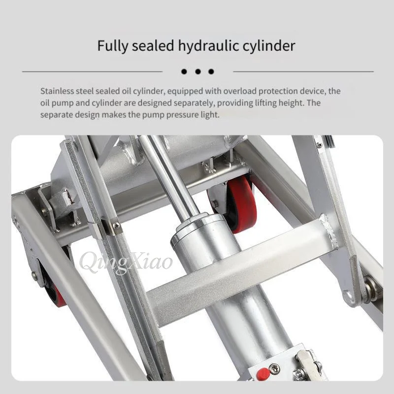 304 Stainless Steel Scissor Lift Trolley Manual Hydraulic Lifting Platform For Workshop Material Handling Food Medical Clean
