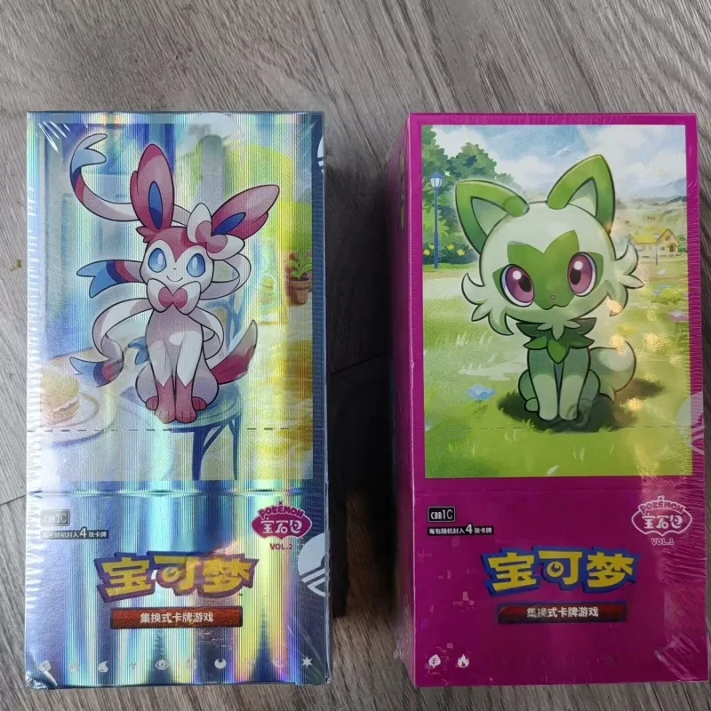 Quente 100% cartões originais pacote de gem vol.1 vol.2 chinês tcg eevee álbum scarlet e violeta negociação ptcg saco caixa cartão presente aniversário