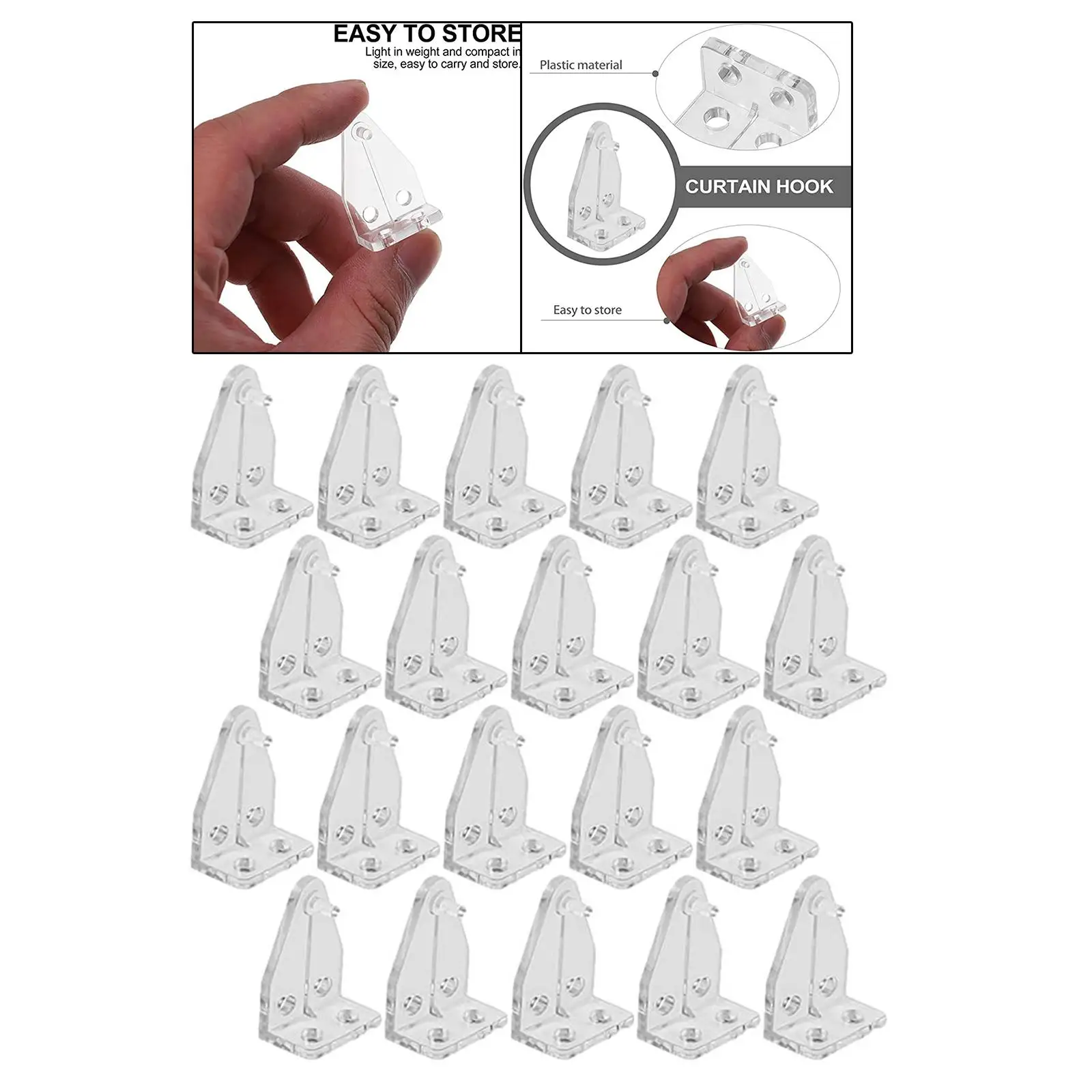 Window Curtain Blind Bottom Bracket Clear Shutters Hooks Plastic Roller Hooks Curtain Hardware for Home Interiors
