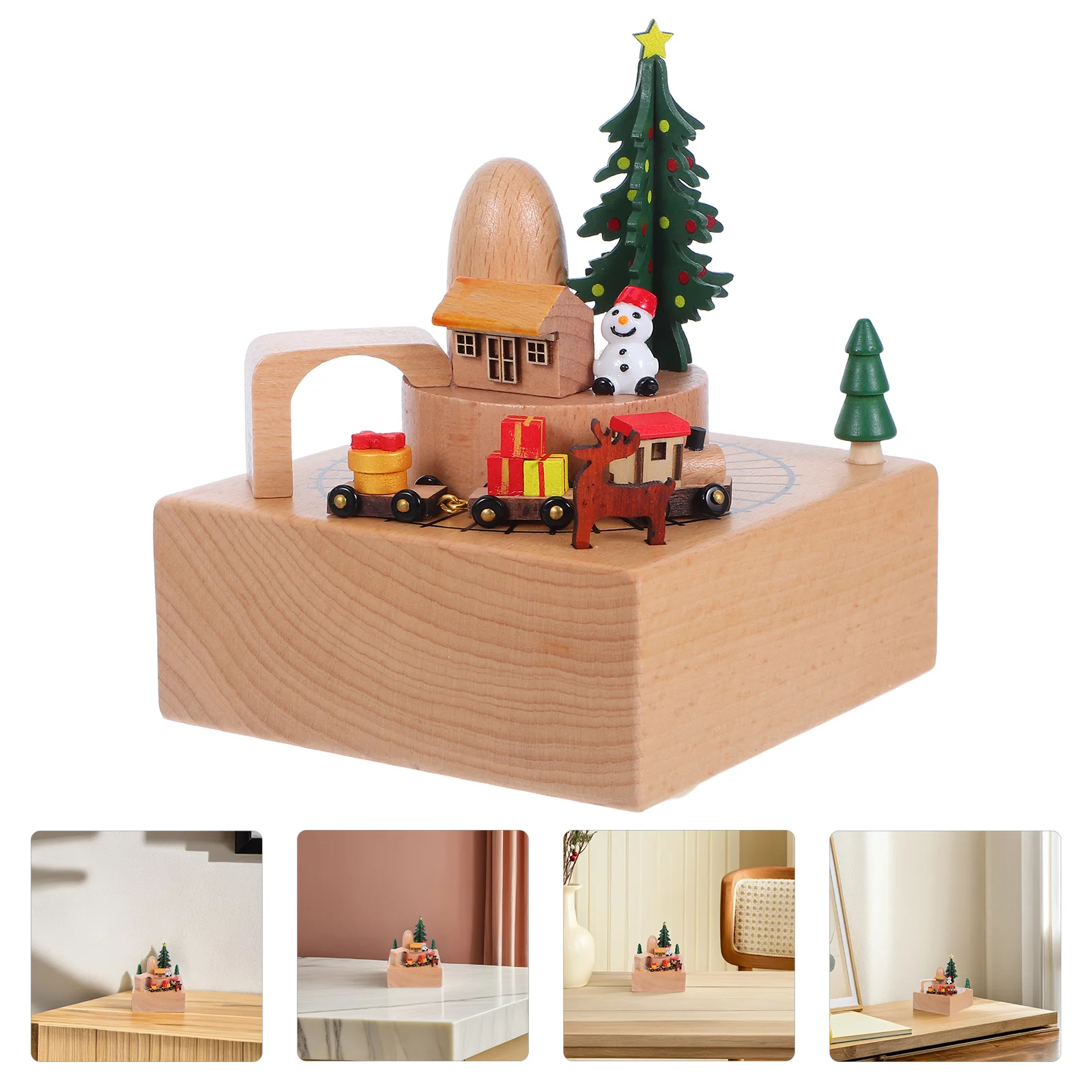 

Handcrafted Wooden Rotating Music Box Birthday Home Decor Unique Craftsmanship Delicate Carvings Melodious Tunes