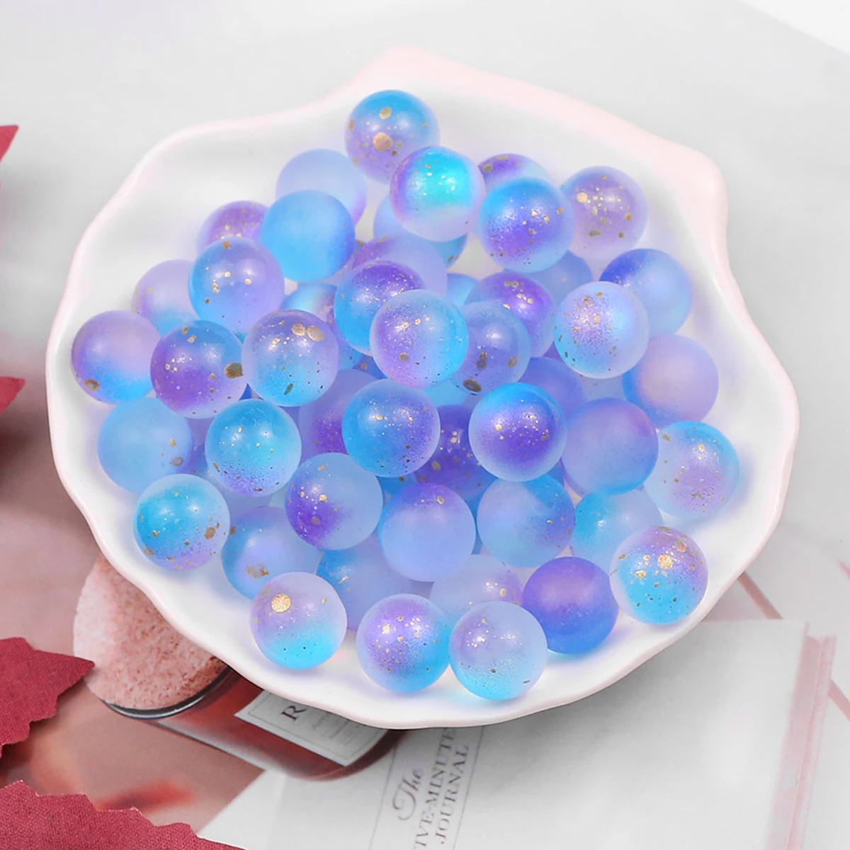 12mm Blue-Purple Dot Golden Crystal Round AB Color Glass Spacer Loose Beads For Jewelry Making Bracelet DIY Keychain Accessories