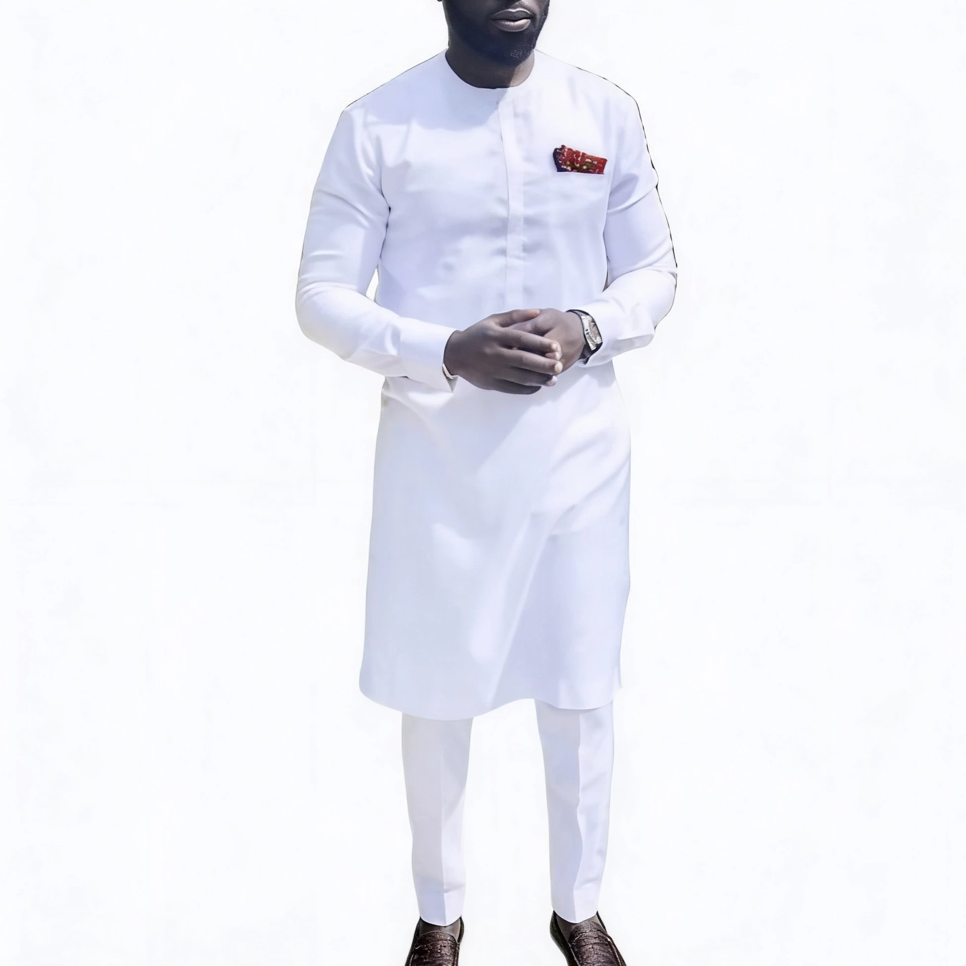 

Nigerian Shirts With trousers Solid White Pant Sets Senator Style Male Groom Suits Custom Party Outfits Custom African Clothes