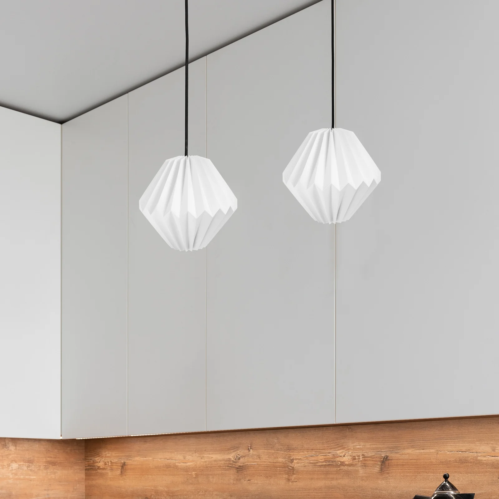 

Складной бумажный абажур, подвесной светильник ручной работы для гостиной, столовой, потолочный светильник, абажур для бара, потолочный декор, белый