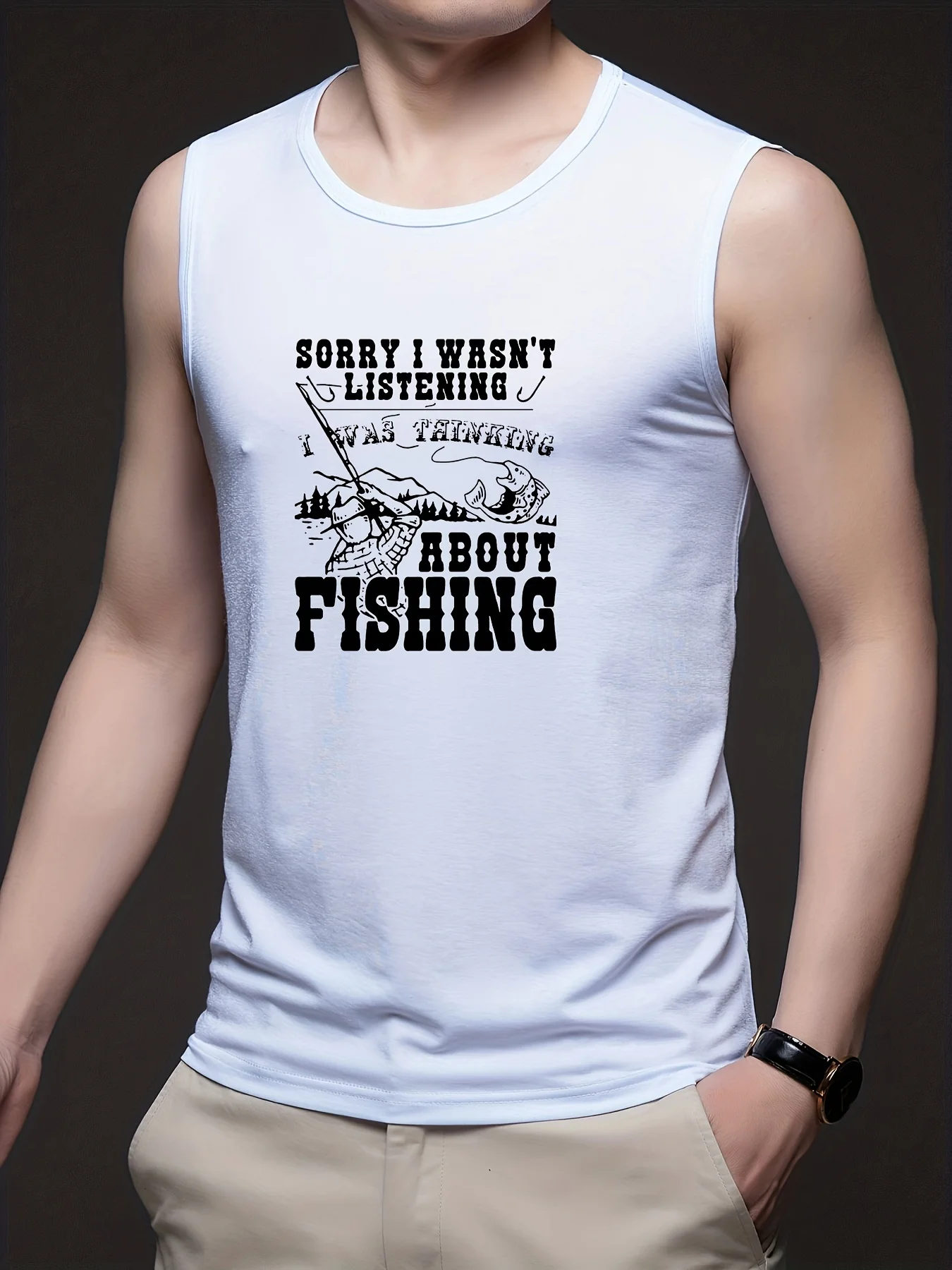 

Men's casual patterned printed stylish elastic comfortable vest for summer, large size, loose fit