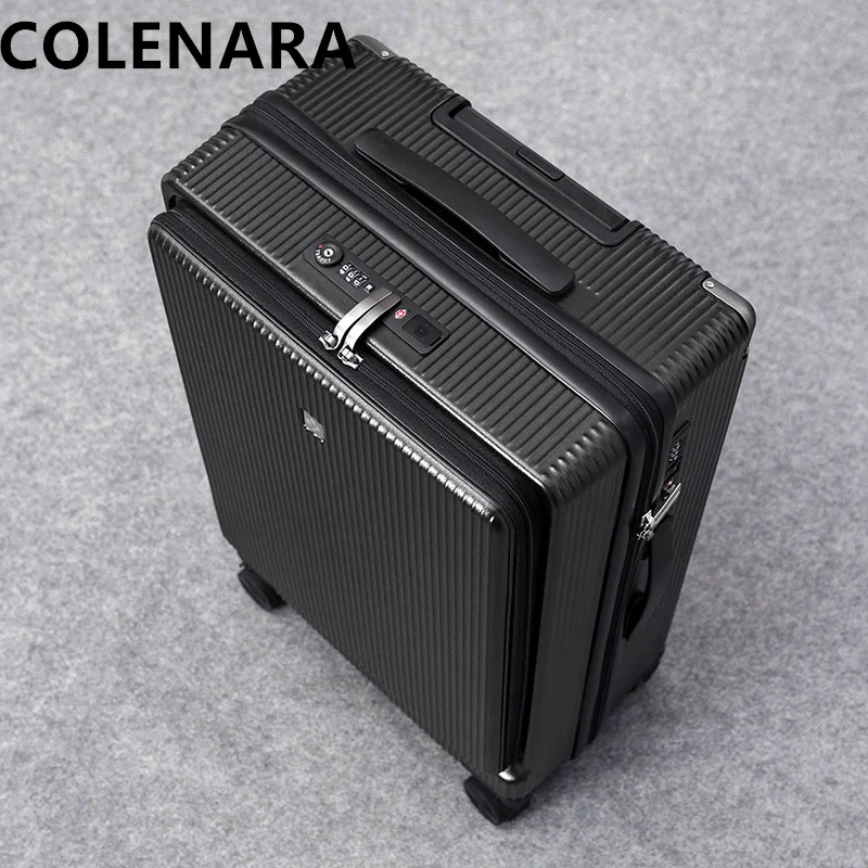 Colenara กระเป๋าเดินทางอเนกประสงค์, กระเป๋าเดินทางแบบเปิดด้านหน้าชาร์จด้วย USB เคสแบบมีล้อลากโครงสร้างอะลูมิเนียม20 "24" 26นิ้ว