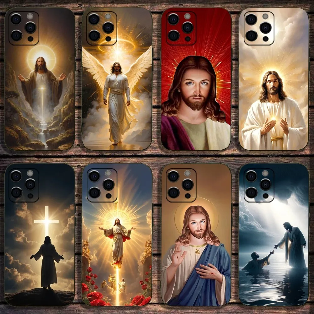 God Jesus Pray Cover Phone Case For Apple iPhone 15,14,13,12,11,Pro,X,XS,Max,XR,Plus,Mini Soft Black Cover