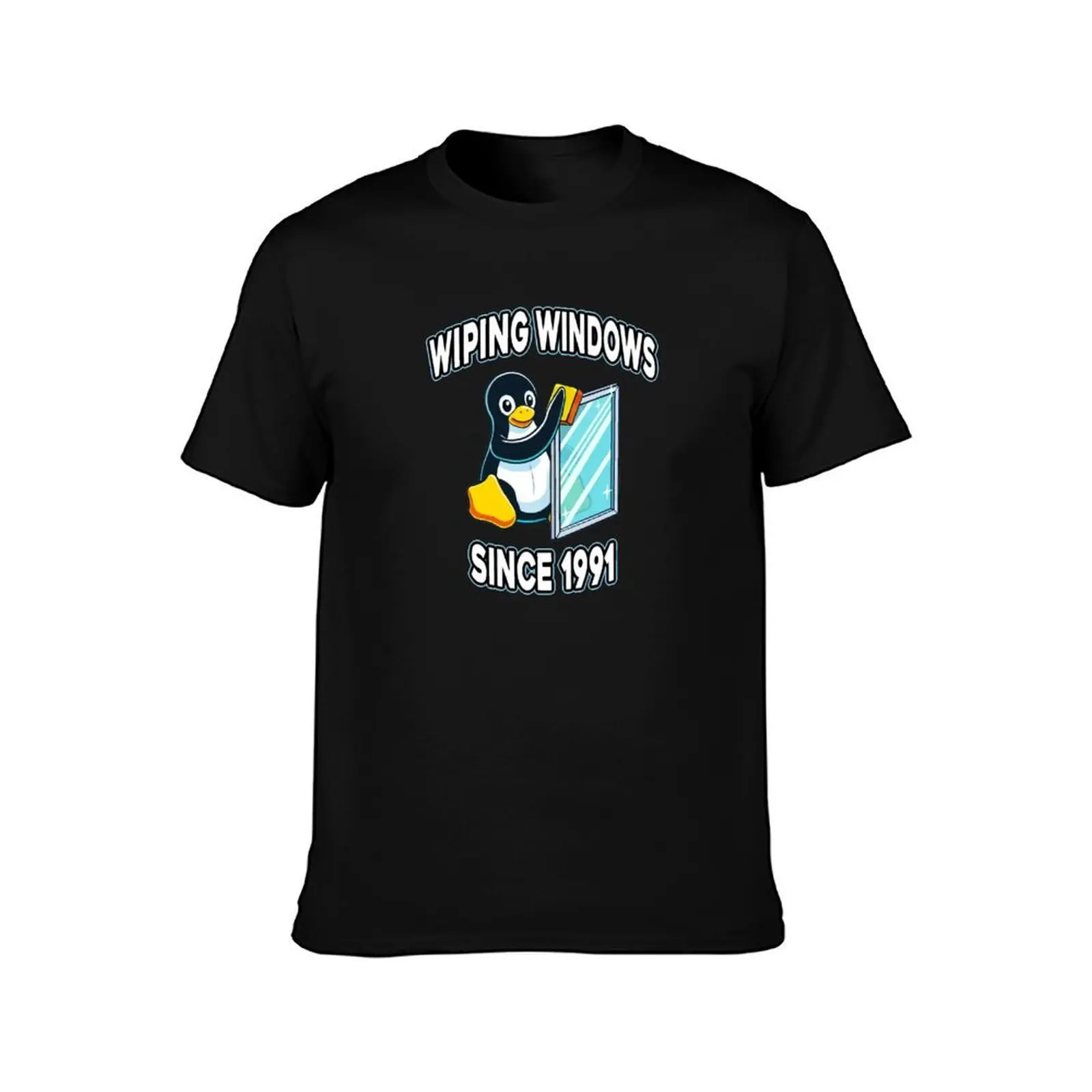 Tux Wiping Windows - Linux vs Windows Tech Humor Devops Sysadmin Backend Developer T-Shirt Long Lasting Casual T-Shirt