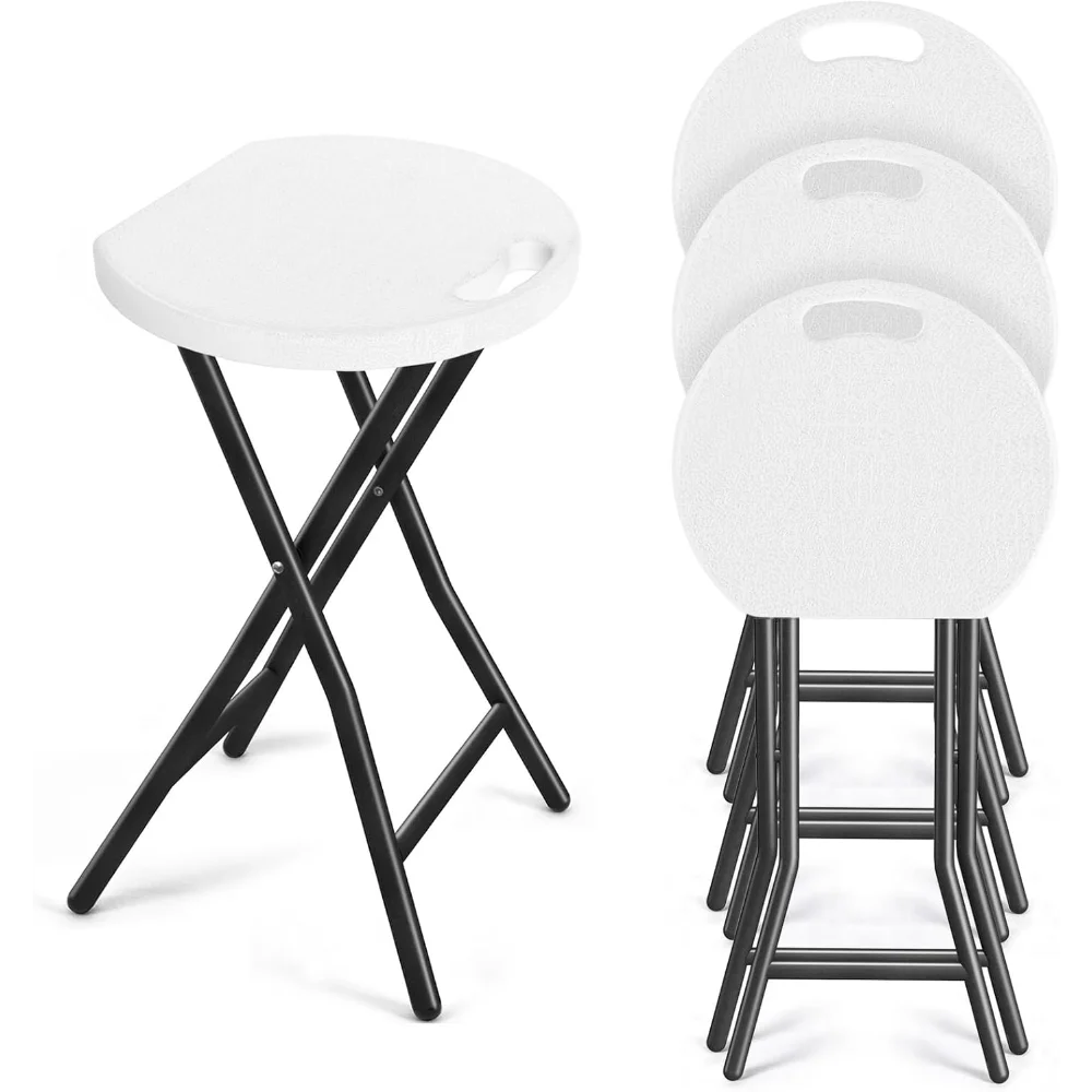 

Portable Folding Chair with Handle, Heavy Duty Round Fold Stool Chair with 500lbs Capacity for Adults, 18 Inch