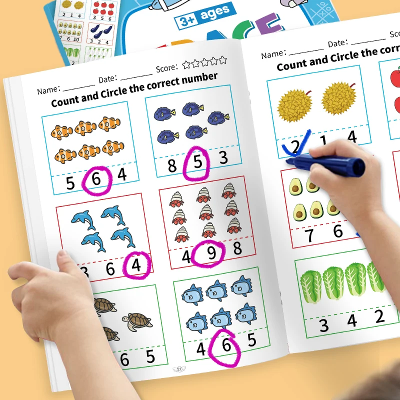 

Интерактивная математическая тетрадь - Упражнения на счет, сложение и вычитание в пределах 10, задания на числовые отношения - Визуальная тетрадь для обучения