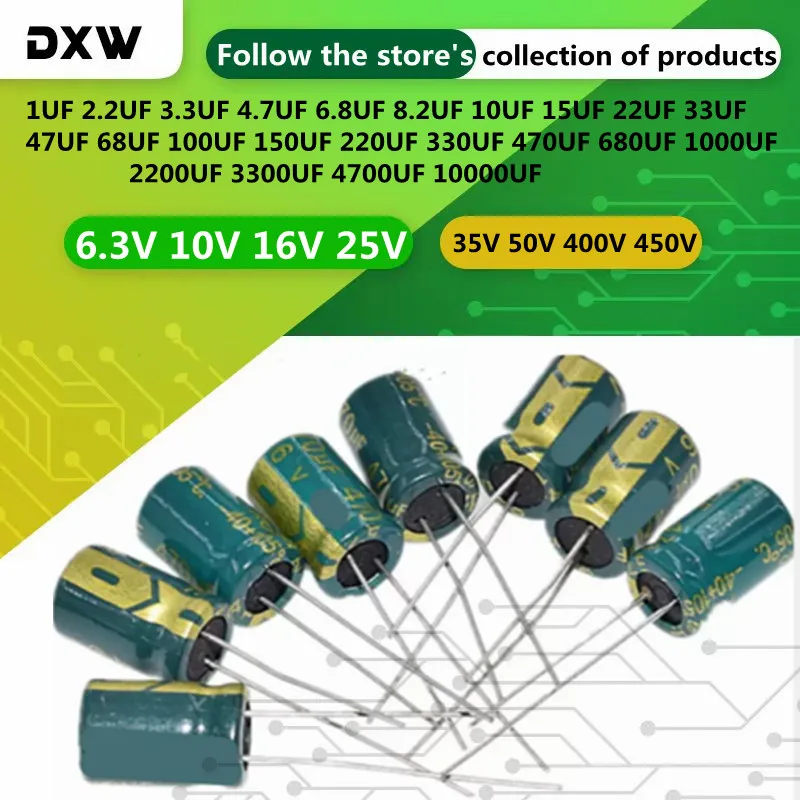 Aluminum Electrolytic Capacitor 1UF 2.2UF 6.8UF  10UF 15UF 1000UF 22UF 33UF 47UF 68UF 470UF 100UF 220UF 1800UF  2200UF 4700UF