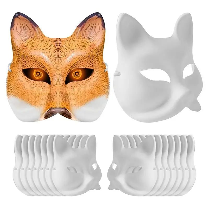 Paper Mache Animal Masks, White Blank Mask For Cosplay Theater Halloween Classroom-AC17