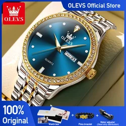 OLEVS 3625 NEW Inlaid Quartz Watch for Men Stainless Steel Date Week Male Wristwatch Waterproof Luminous Quartz Watch for Man