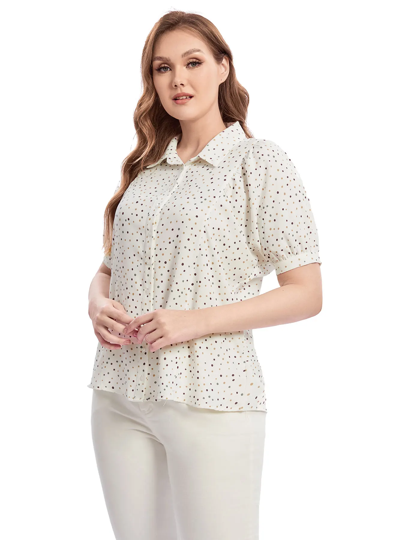 Women Plus Size Woven Spring And Autumn Fashionable Shirt