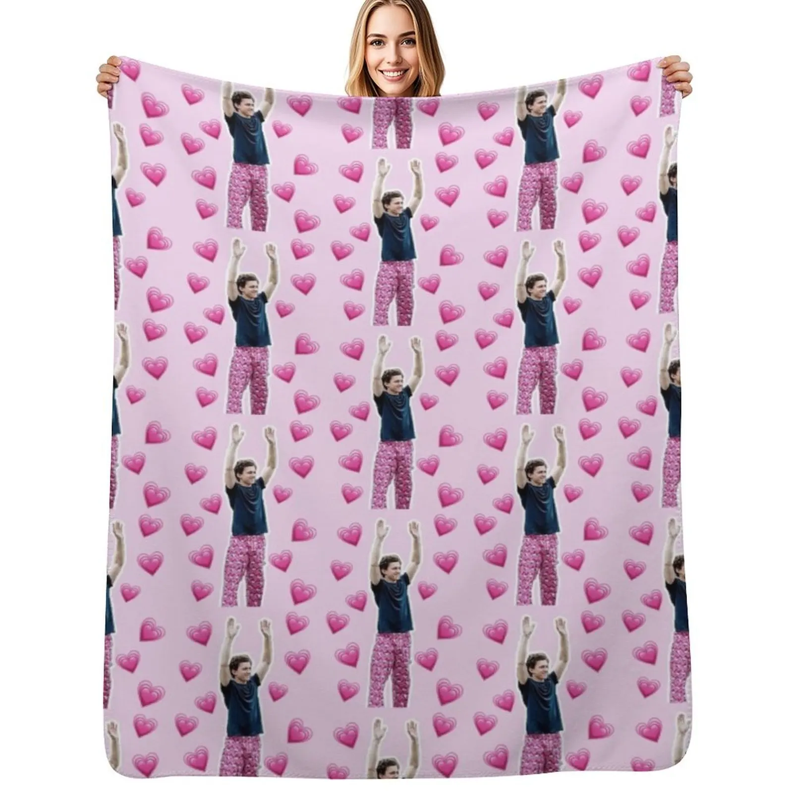 Tom Holland pink print Throw Blanket Plush Fuzzy Cozy Blanket for Couch Sofa