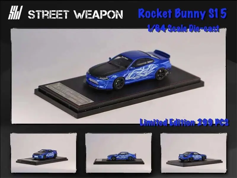 Arma stradale 1:64 Slivia S15 RocketBunny/blu/chameleon Limited299 modello di auto