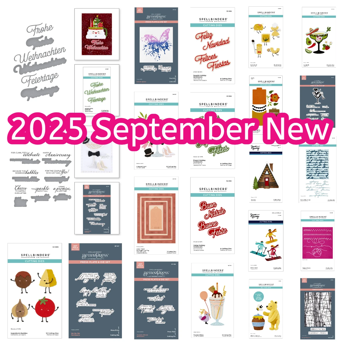 

2025 New Christmas Holiday Sentiments Etched Dies Butterfly Splatter Dies DIY Card Scrapbooking Handmade Deckled Edge Script Die