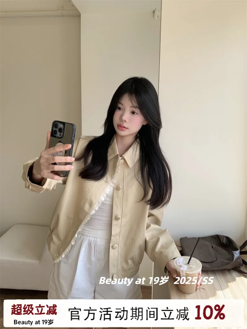 

Long Coat Woman Trench Beige Full Thick Outwears Cotton Short Outerwear Windproof Color Pocket Buttoned Elegant Pleated