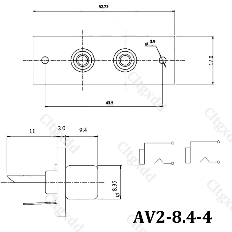 1 Stück 2/4-Port RCA-Buchse, Panelmontage, Audio-Anschlussplatine, AV-Lotus-Stecker, Chassis-Eingangsanschluss für Verstärker, Lautsprecher, DIY – Detail 10