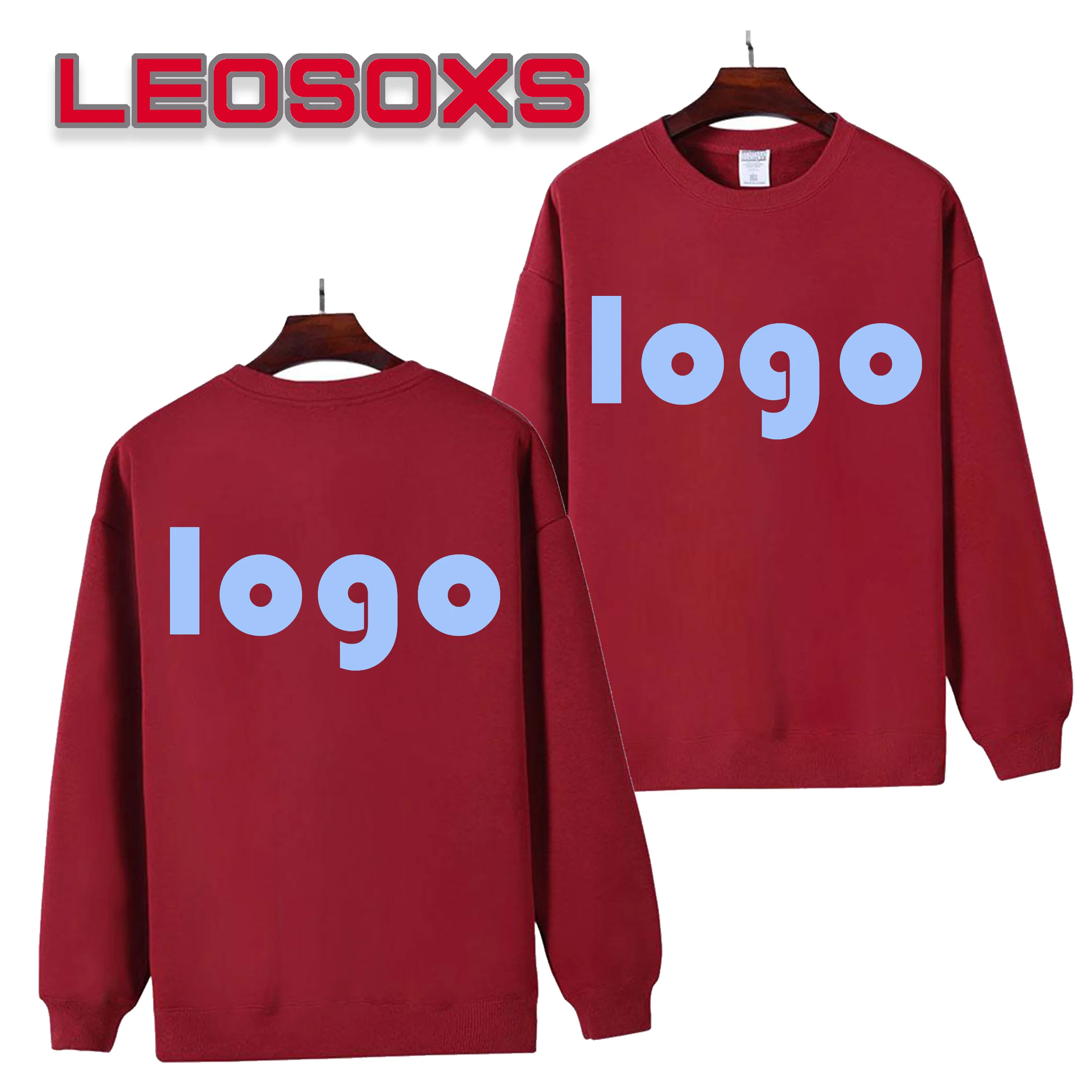 DIY pattern custom logo 480g/m² heavy cotton plus velvet sweater men's thick black round neck long sleeve polar fleece pullover