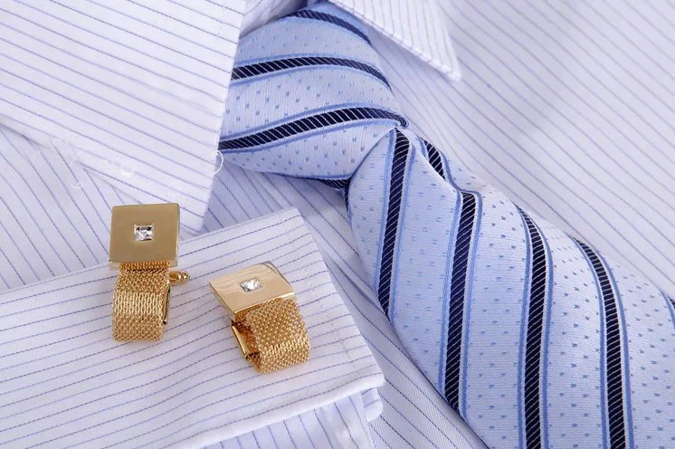 Gold-color Cufflinks golden color square crystal novel design hotsale copper material cufflinks whoelsale&retail
