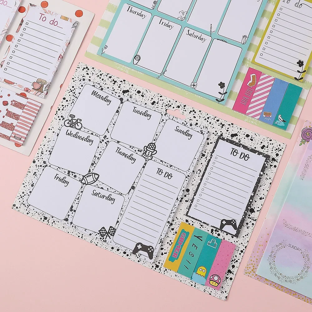 

180 Sheets Weekly Planner Sticky Notes Set 80 GSM Thick Self-Adhesive Paper To Do List Weekly Schedule Memo Strips Reminder Pads