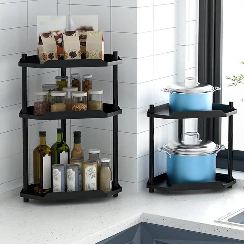 Modern Basit Tezgah Köşe Mutfak Baharat Potu Çift katmanlı Çok katmanlı Üçgen Katmanlı Çok fonksiyonlu Depolama Rafı
