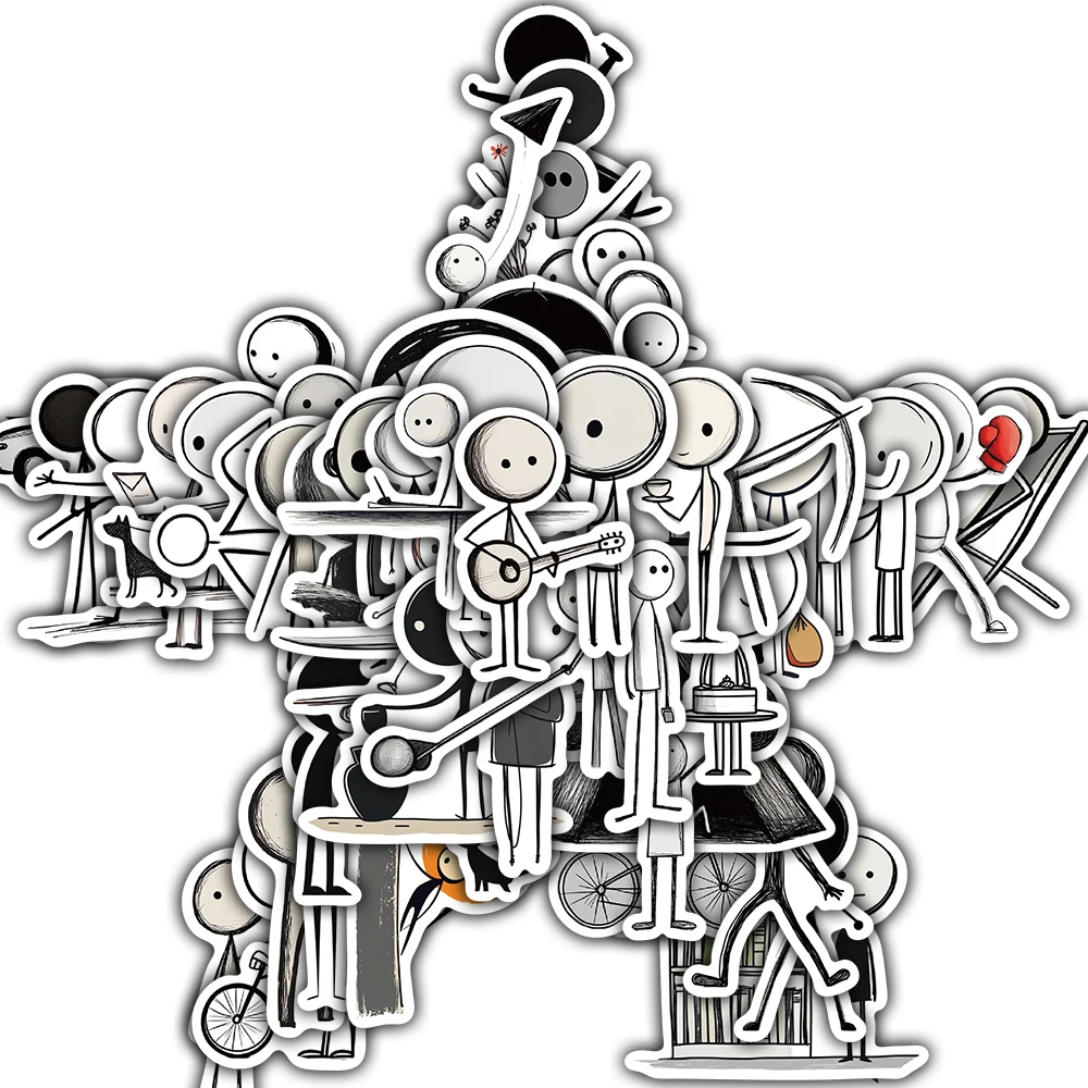 50PCS Sticky Thread Minimalism Simple Art Stickers Luggage Laptop Phone Gift Sealing Label Waterproof Graffiti Vinyl Decoration