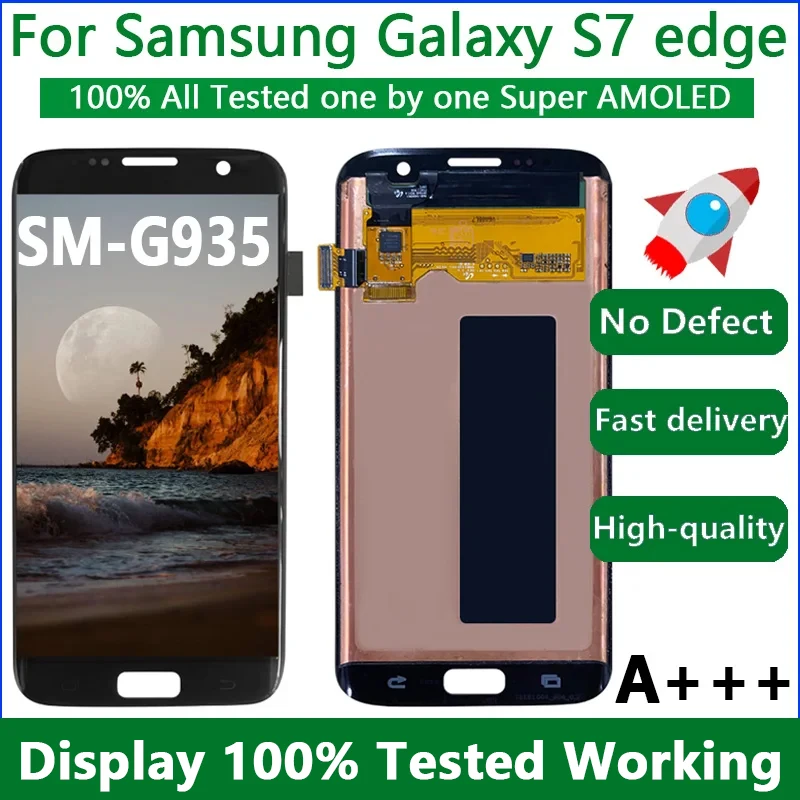 AMOLED 5.5'' Display A++ frontal S7 edge LCD with Frame For SAMSUNG Galaxy S7 edge G935 G935F Touch Screen Digitizer Assembly