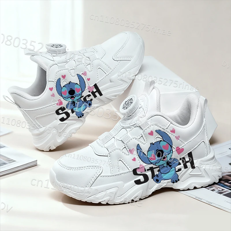 

Stitch Popular Children Cartoon Thick Sole Shoes for Boys Girls Fashion Durable Arch Support Rotating Button Sneakers