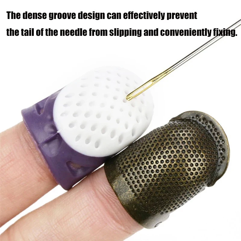 Sewing Thimbles Silicone Sewing Finger Tips Anti-slip Finger Cover Hollowed Protector Sleeve DIY Hand Cross-stitch Sewing Tools