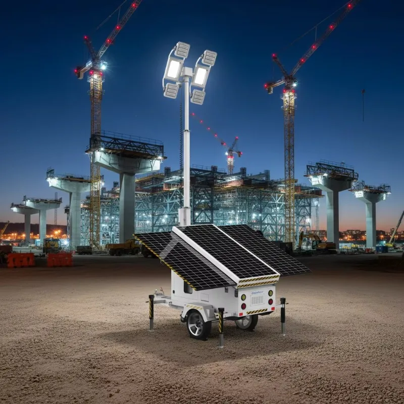 

9m Mobile Solar Power Generator Trailer Light Tower With Led For Large-scale Infrastructure Diesel Powered Genset Customized