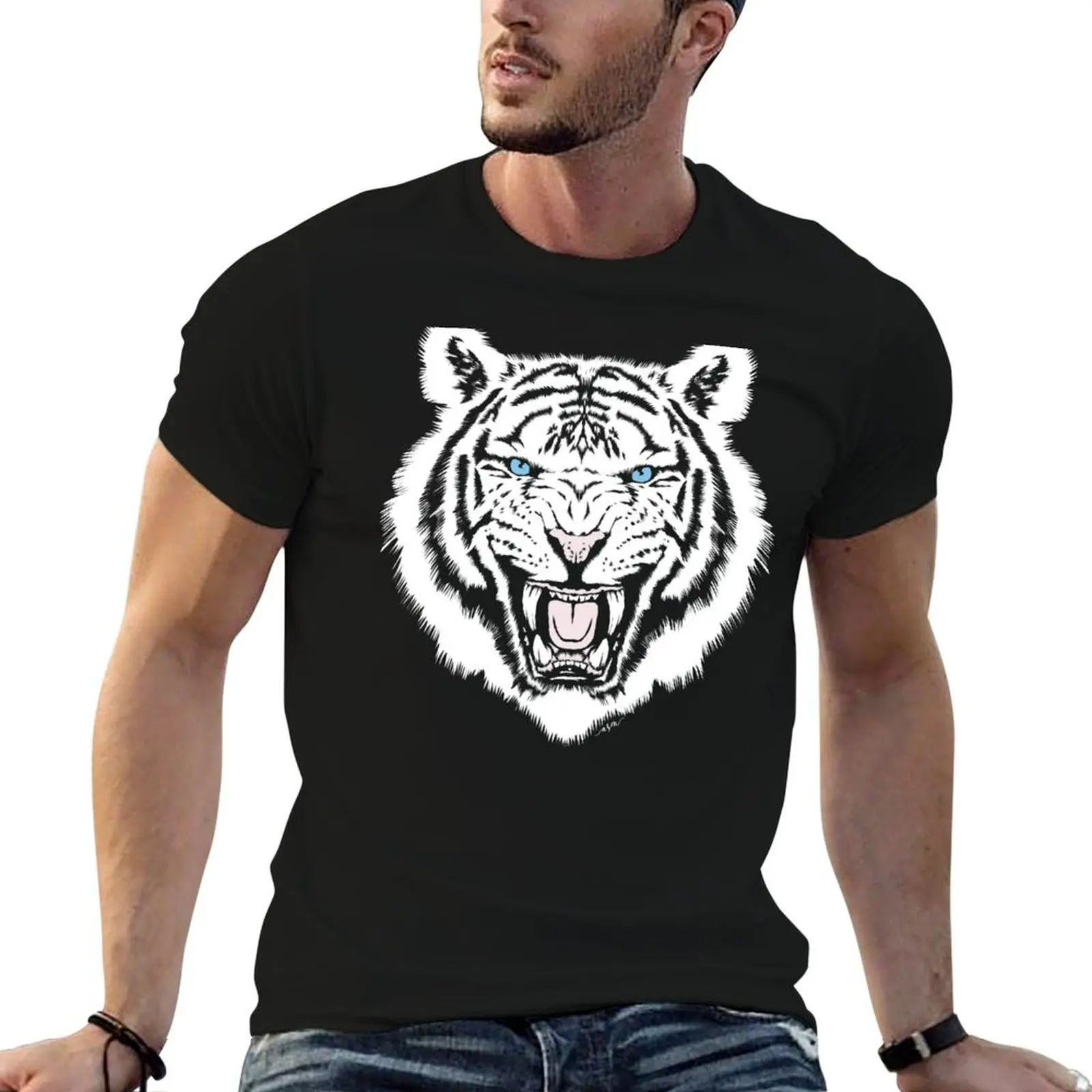 White tiger T-Shirt for a boy anime figures t shirt for men