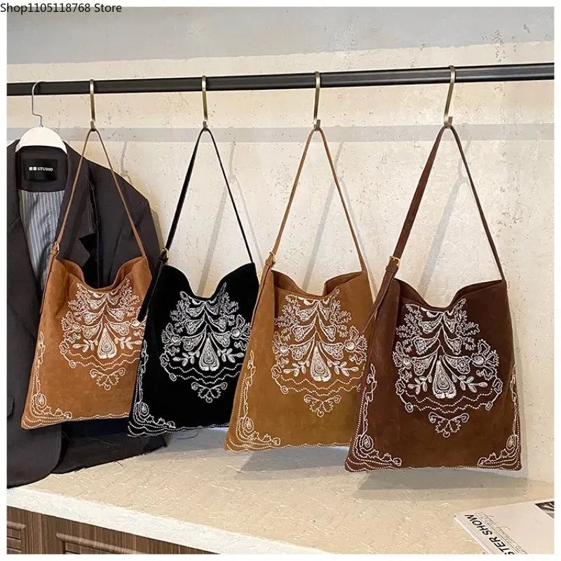 

Suede Pattern Solid Color Women's Shoulder Bags Autumn Retro Crossbody Bag Large Capacity Sweet Women's Bags