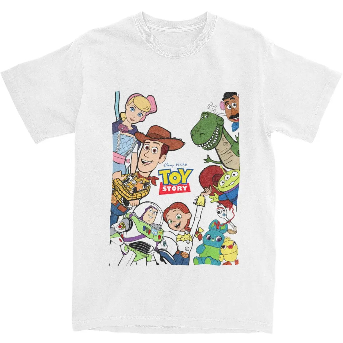 Pixar Panels Toy Story T-Shirt Buzz Lightyear Hipster T-Shirts Short-Sleeve Y2K Retro Tops Cotton O Neck 4XL 5XL 6XL Clothes