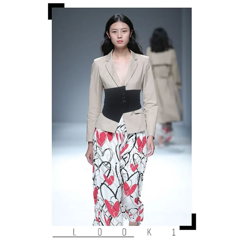 Sigillo in vita skinny nero per camicia esterna da donna Decorazione Abito elastico retrò versatile Cintura larga a vita alta