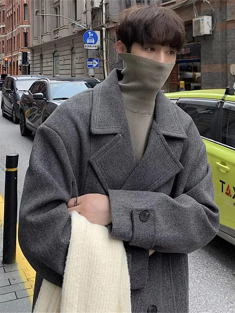 

Briti Sle Thiened Woolen Coat Men's Autumn Winter Warm Mid-Length Windbreaker High-End Korean Version Trendy Tweed Jaet