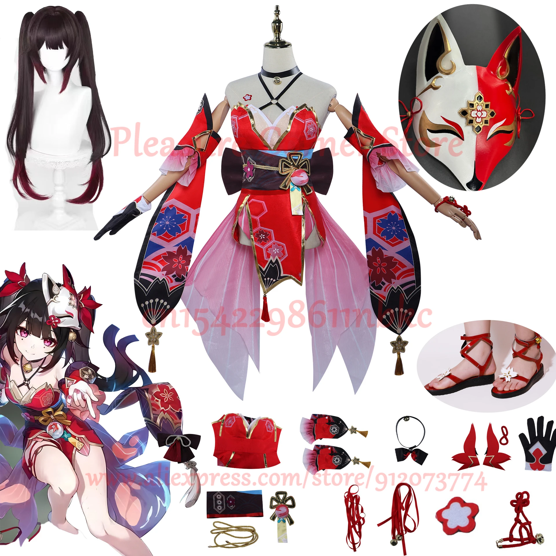 Honkai Star Rail Sparkle Cosplay Costume Full Set Mask Shoes Wig Prop Hanabi Sparkle Cosplay Costume Outfit Uniform Dress