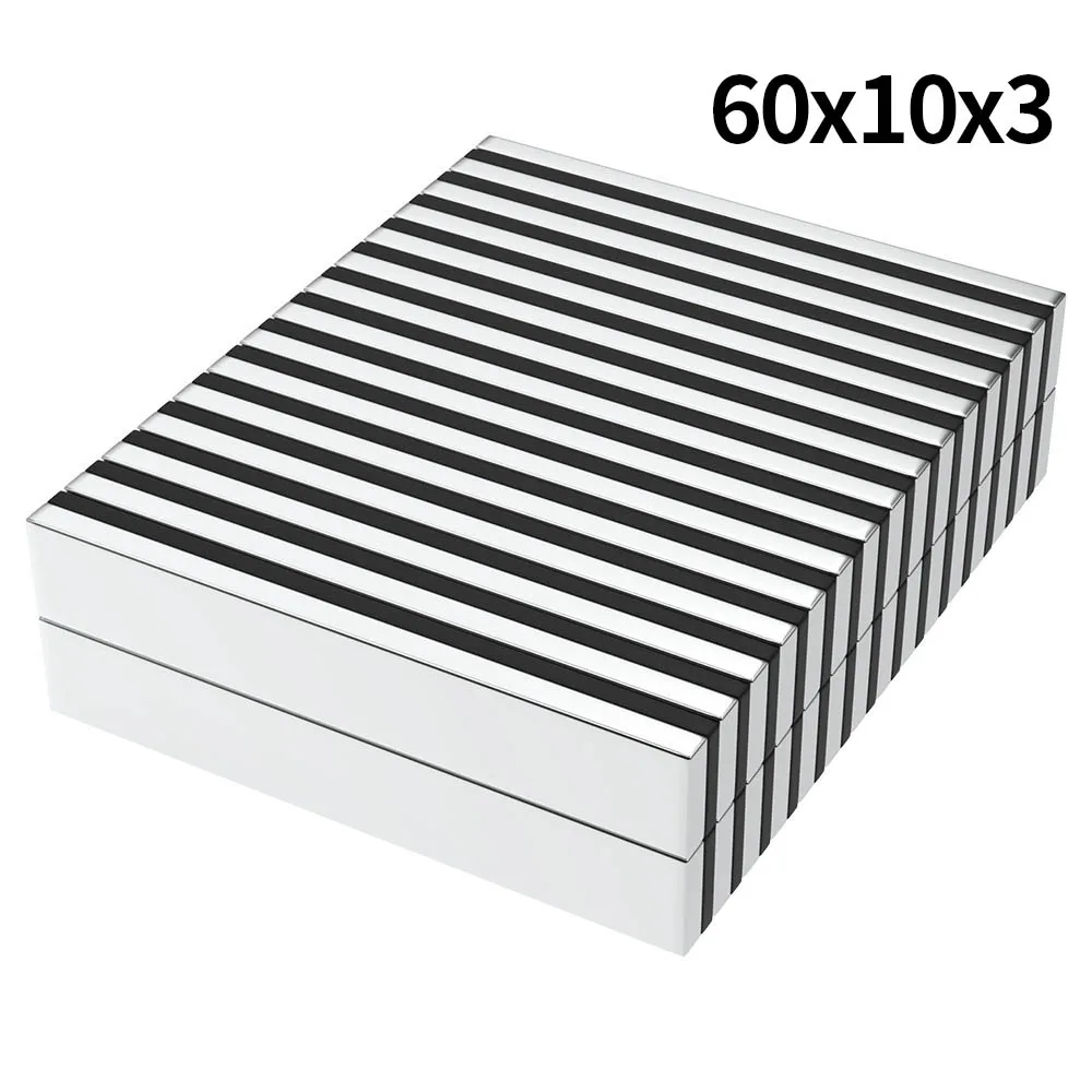 

60x10x3mm N35 Super Strong Neodymium Magnet Blcok NdfeB Powerful Permanent Magnetic imanes Refrigerator Magnets 60*10*3mm