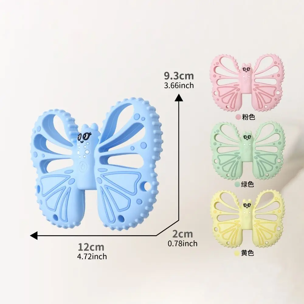 Gryzak w kształcie motyla z silikonu spożywczego, sterowany pilotem, sensoryczny, miękki gryzak z 10 trybami wibracji.
