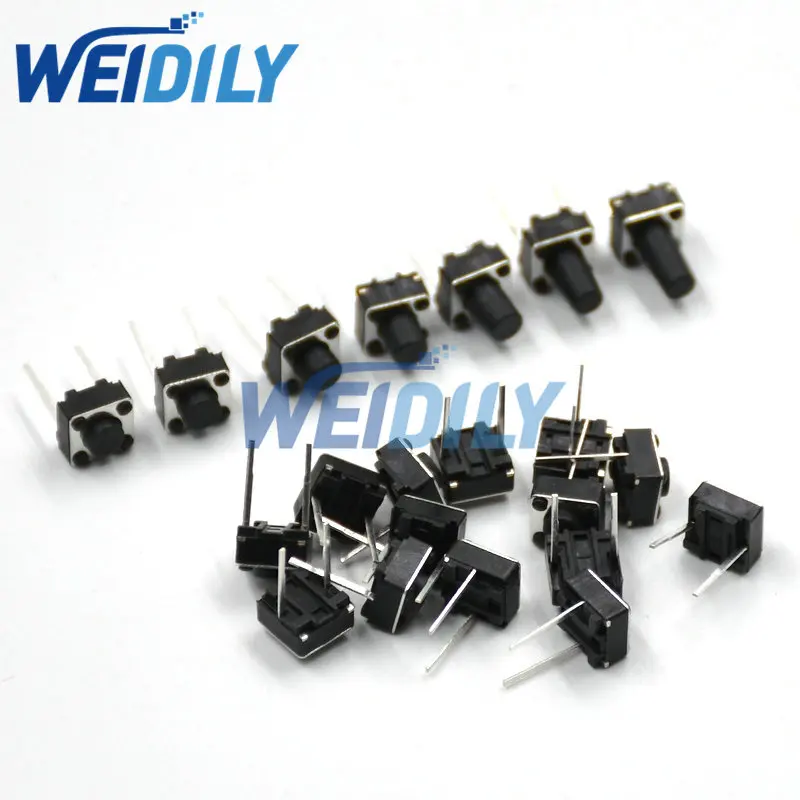 50PCS Middle 2pin 6x6x4.3/5/6/7/8/9/10mm Switch Tactile Push Button Switches 6*6*4.3 6*6*5 6*6*6 6*6*7 6*6*8 6*6*9 6*6*10