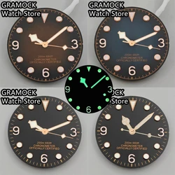 GRAMOCK 29mm watch dial Rose gold Edge Time Marks C3 Green luminous fit NH35 NH36 ETA2824 2836 MIYOTA 8215 DG PT5000 Movement