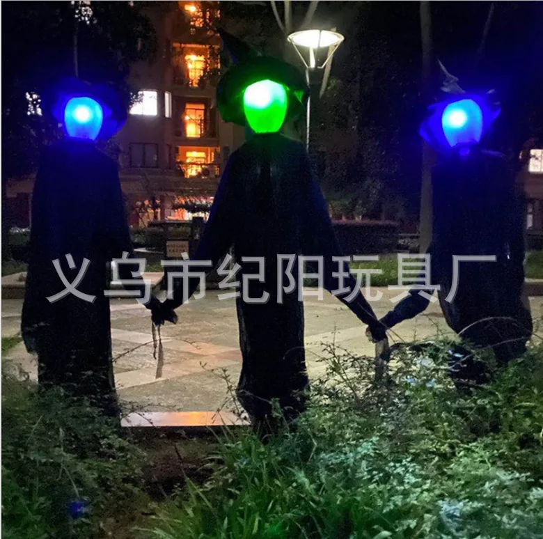 Sorcière Lumineuses Avec Piquets، ديكورات D'Halloween En Plein Air، Mains Serrées، Décor À Capteur Security É Par Le Son