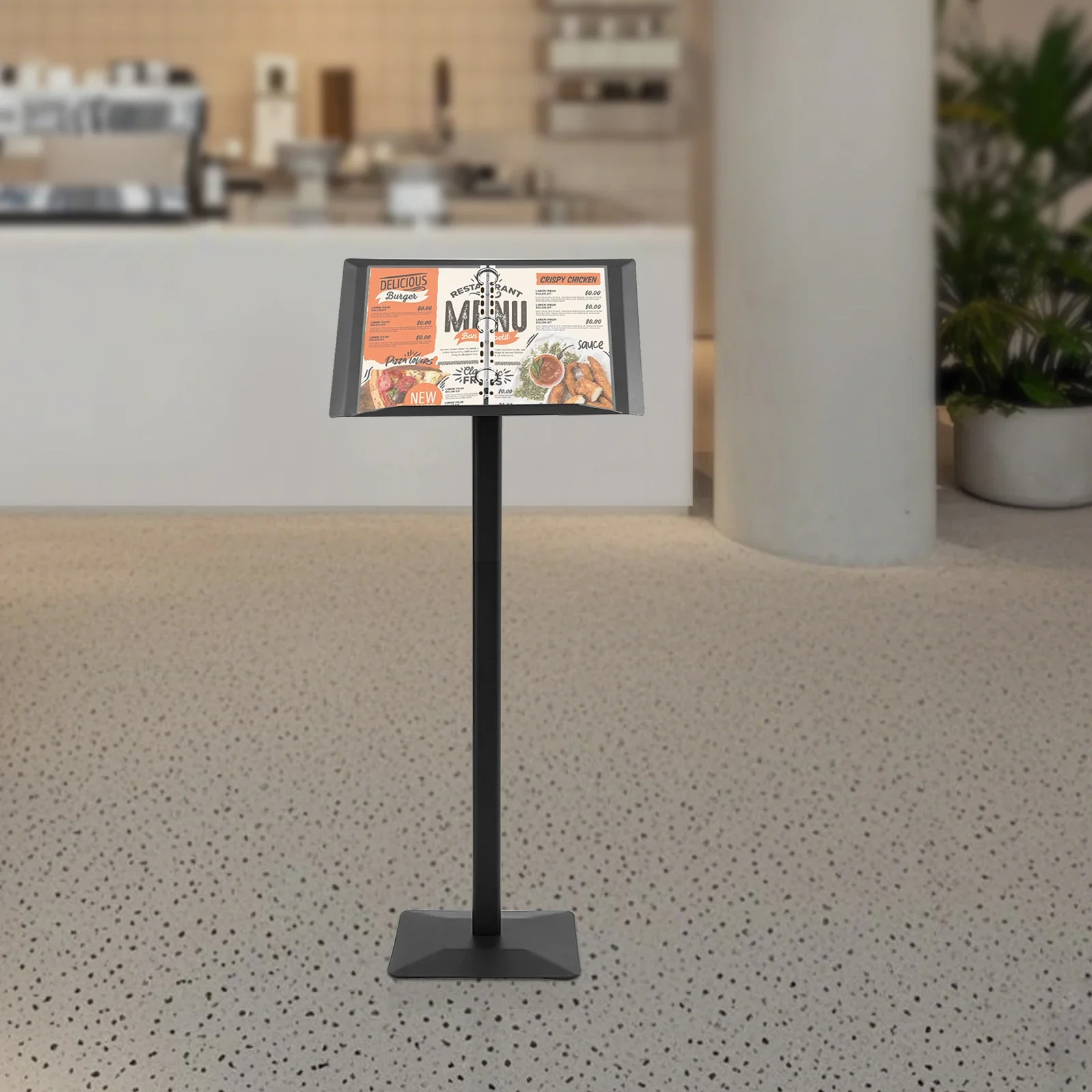 حديد أسود 115 سم إطار عرض قائمة تحول الصفحة العمودية قاعدة الموثق إطار لوحة إعلانات ثابت