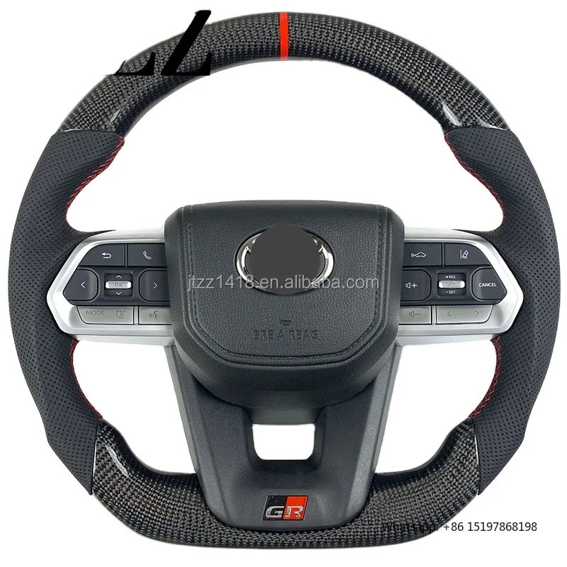 For Toyota LC300 500 Land Cruiser Prado Sequoia Fortuner 4Runner Highlander Camry Hailax Steering Wheel Carbon Fiber