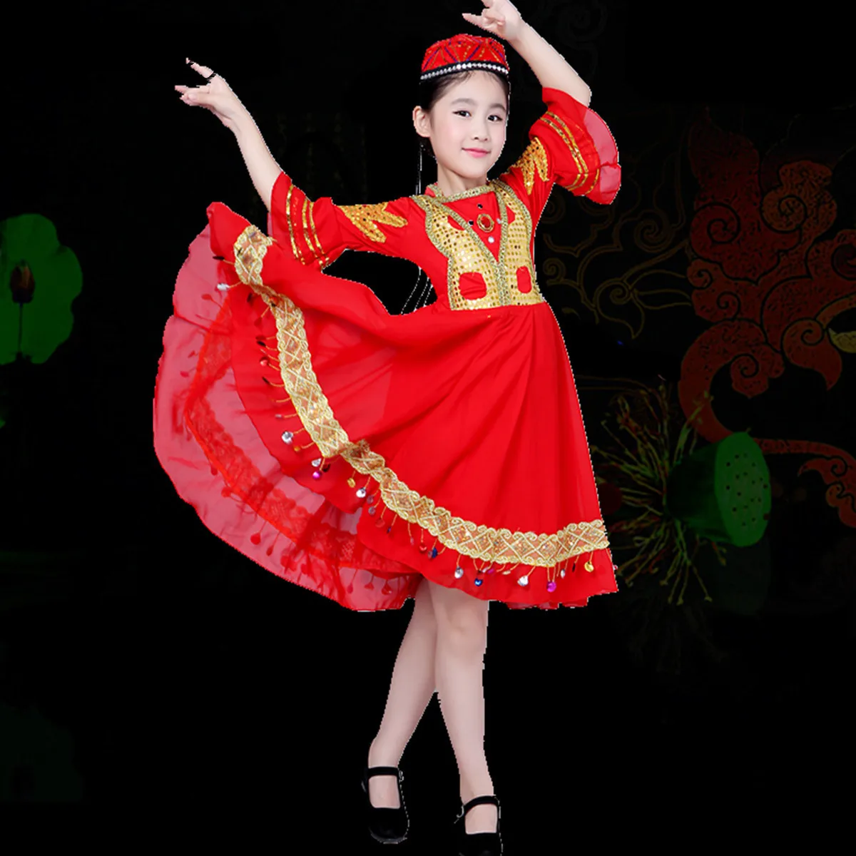 The new sixty-one children's clothing for men and women dance dance big skirt China's Xinjiang Uygur Kazak Hui