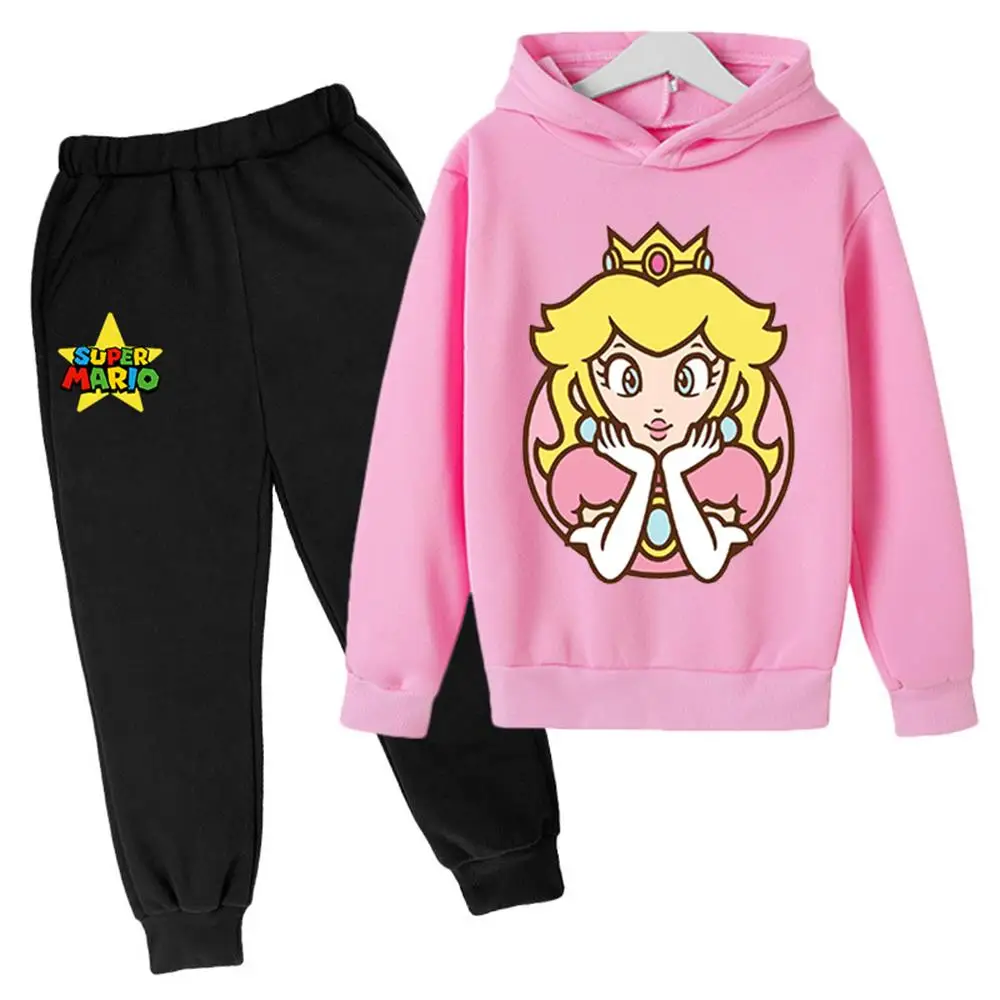 

Super Mario Bros. Peach Princess Printed Children's Sportswear Pants Jacket Casual Boys and Girls Long Sleeve Children's Hoodies