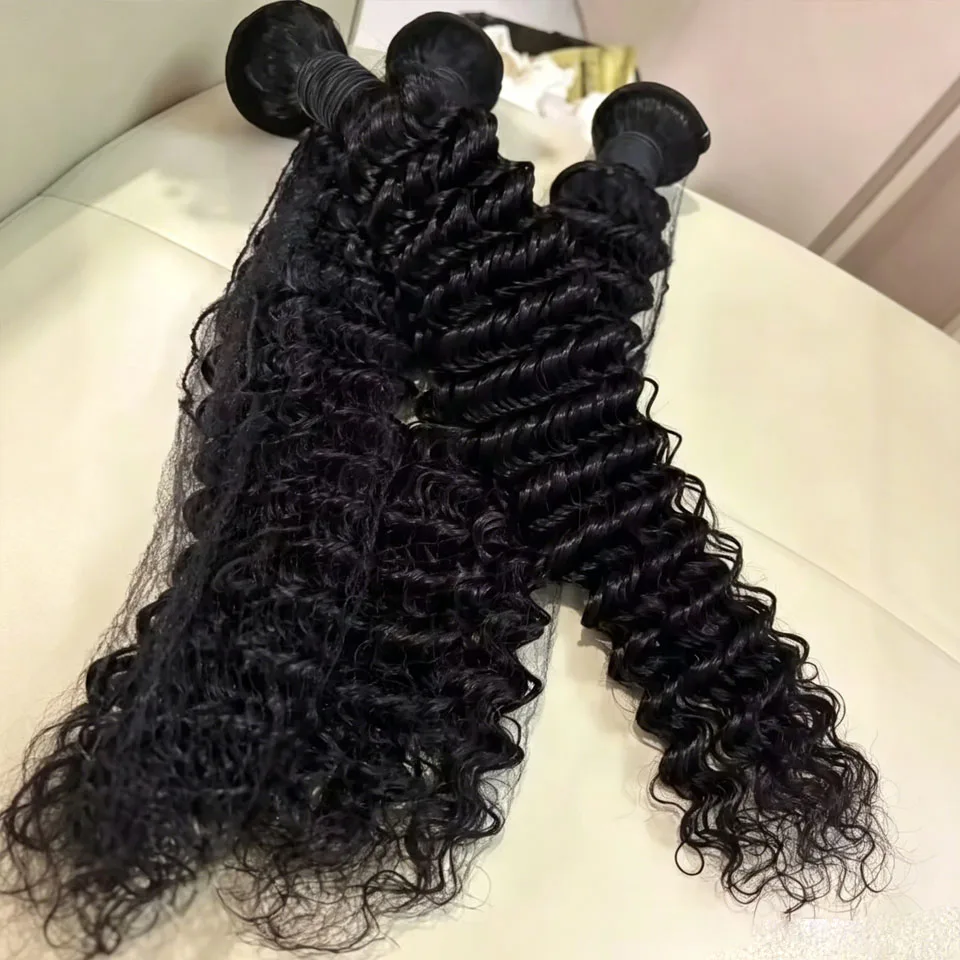 BINF 20A Deep Curly Hair Bundles Virgin Hair Unprocessed Human Hair Extensions 1/3/4 Pcs Natural Black Burmese Pixie Deep Wave Curls Bundles