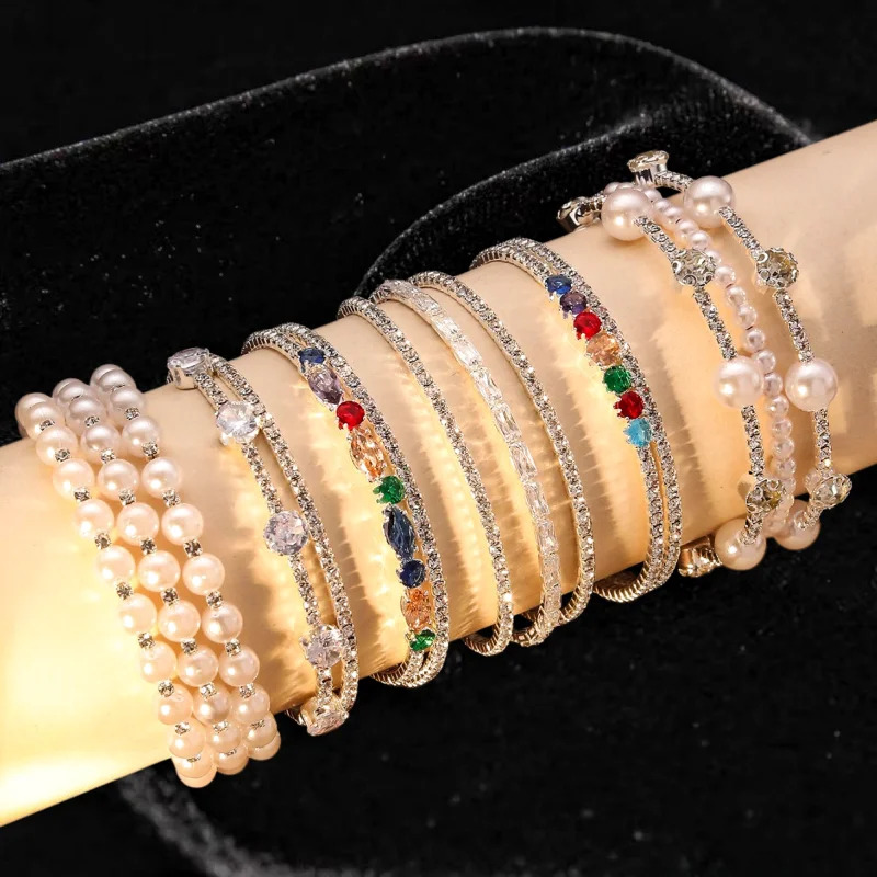 Classic Style Light Luxury Colored Pearl Bracelet Women Sophisticated Fashionable Everyday Elegant Ready Multi Layered Design