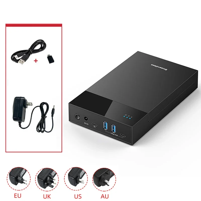 USB 3.0 20TB SATA Enclosure Hard Drive Docking Station USB Ports External Hard Drive Box for 3.5 2.5 Inch SATA SSD HDD Case